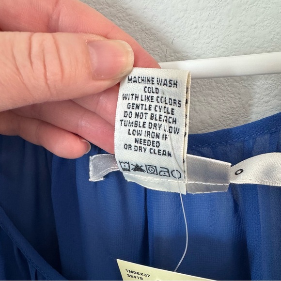 NWT Max Studio Blouse Cobalt Blue Size XS Tiers Jewel Tone Sheer Office Casual - Picture 6 of 11